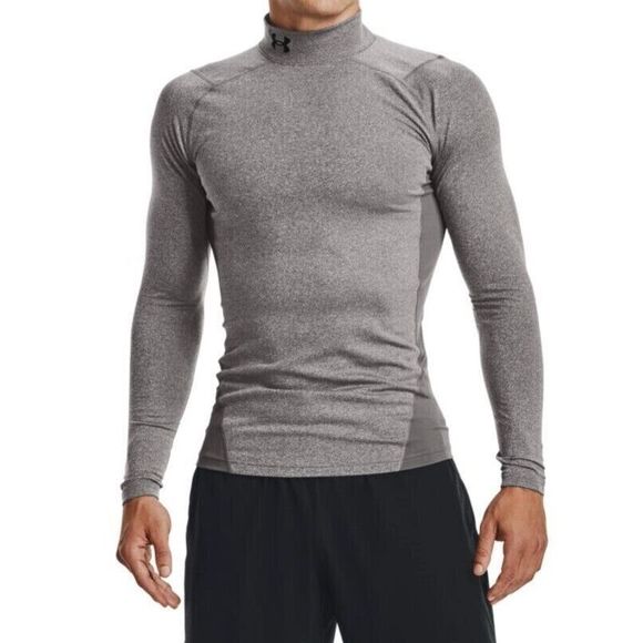 Under Armour 1366072 Men Sz 3XL Gray Heather ColdGear Compression L/S Mock Shirt - Picture 1 of 7